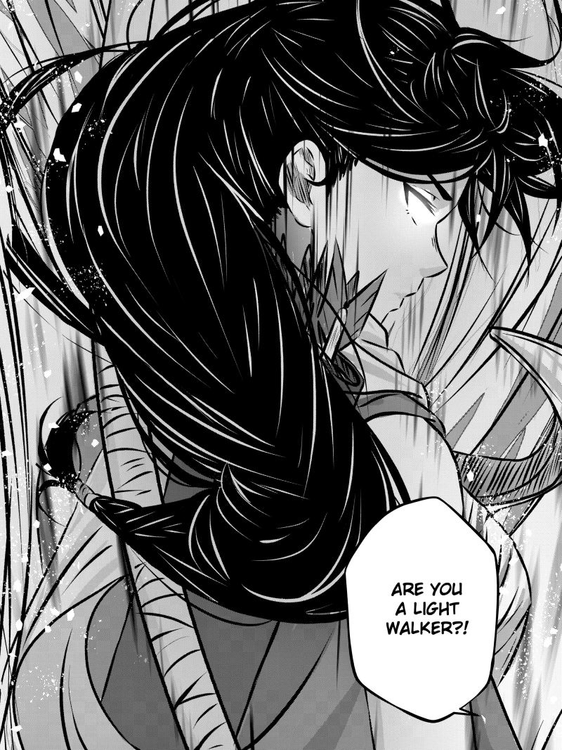 Eternal Blade manga page: a long-haired swordsman asks, Are you a Light Walker?